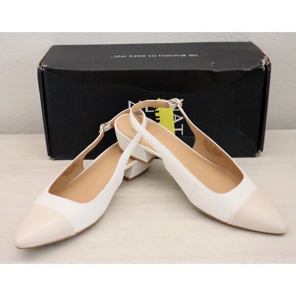 Naturalizer I8728M3100 Women Sz 8M White/Porcelain Leather Banks Slingback Pumps - Picture 1 of 14